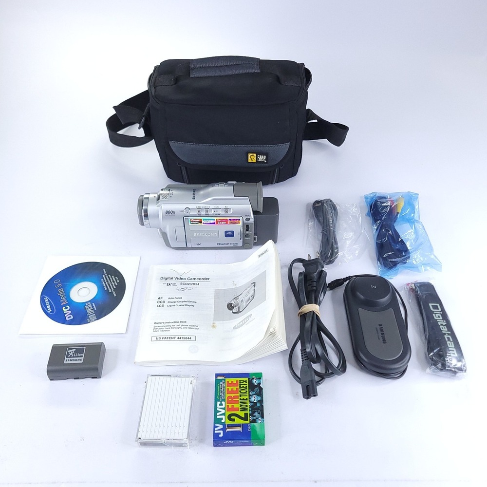 Samsung SCD23 MiniDV Video Camcorder Case Instructions Charger Batteries Tapes